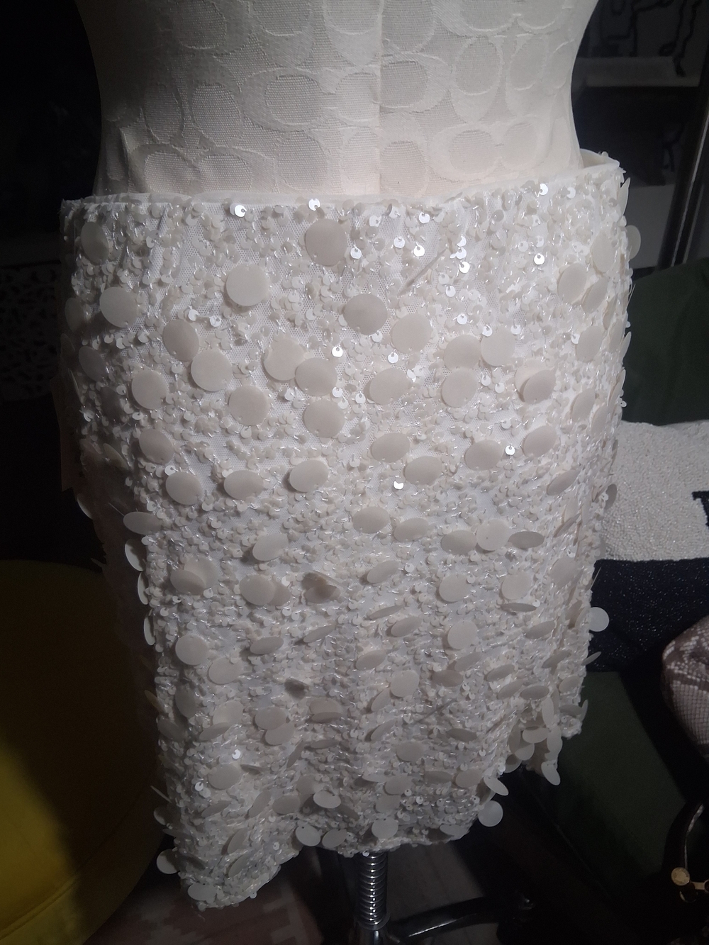 A New Day Nwt Ivory Sequin Evening Skirt M